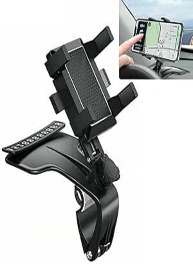 JINYI Car Phone Mount, Car Dashboard Phone Holder 360 Degree Rotation,Adjustable Spring Clip Cell Phone Holder,Compatible with iPhone12 11 pro/11 pro max, Galaxy, Moto and More